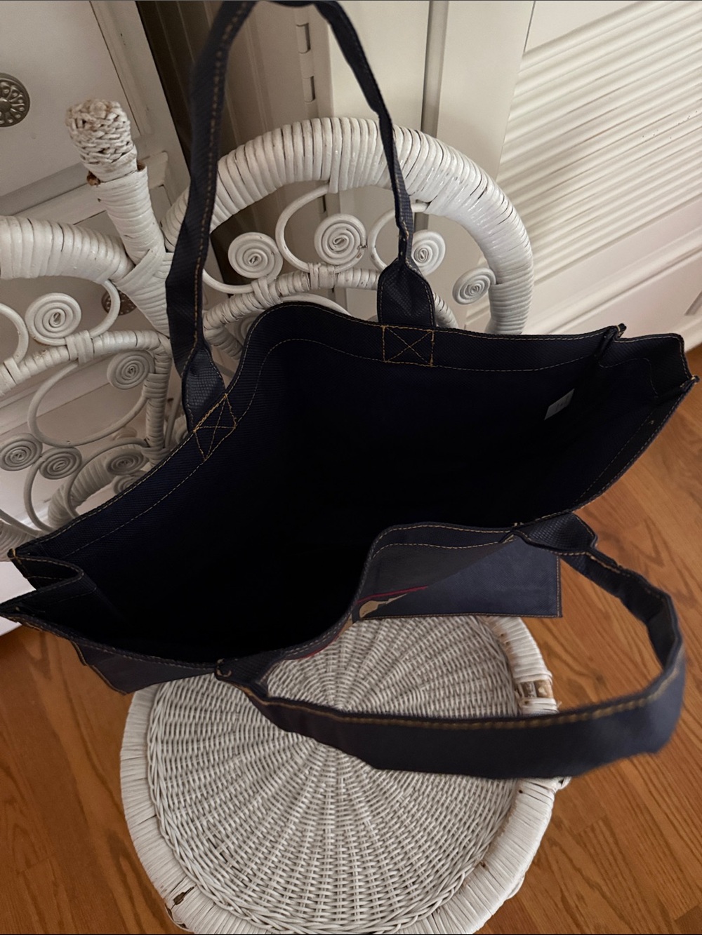 Viva London Jean Dark Blue Canvas Logo Tote - Picture 3 of 3